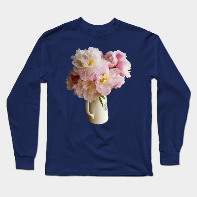 Peony Flowers in a Jug Long Sleeve T-Shirt by ellenhenryart